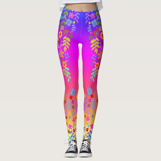Boho Summer Fleur sauvage Leggings (Devant)