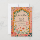 Boho Summer Pink Floral Save the Date Invitation (Devant)