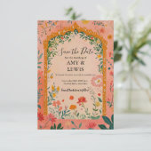 Boho Summer Pink Floral Save the Date Invitation (Debout devant)