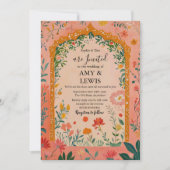 Boho Summer Pink Floral Wedding Invitation (Devant)
