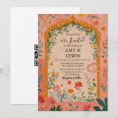 Boho Summer Pink Floral Wedding Invitation (Devant / Derrière)