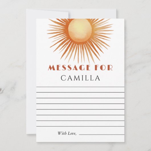 Boho Sun 1st Birthday Time Capsule Note Kaart (Voorkant)