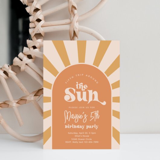 Boho Sun Anniversaire Invitation | Girl Sun Invita