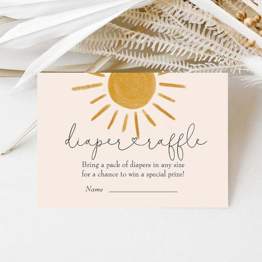 Boho Sun Baby shower Diaper Raffle Informatiekaartje