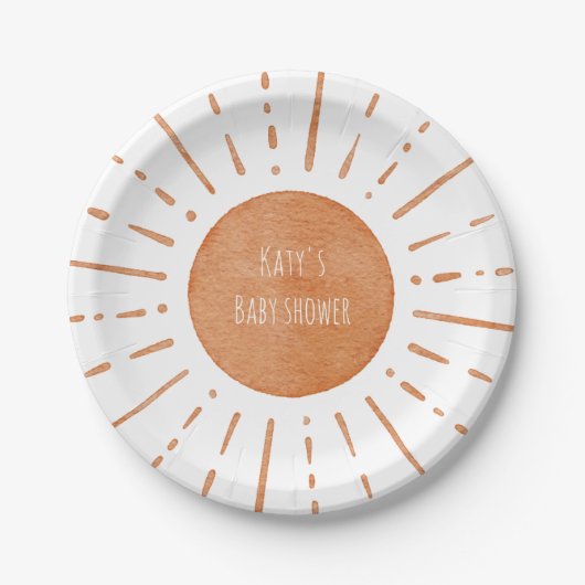 Boho Sun Baby shower Papieren Bordje (Voorkant)