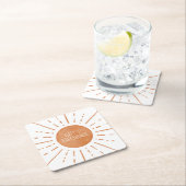 Boho Sun Baby shower Vierkante Kartonnen Onderzetter (Insitu)