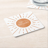 Boho Sun Baby shower Vierkante Kartonnen Onderzetter (Schuin)