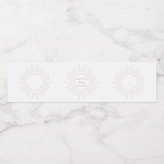 Boho Sun Baby shower Waterfles Etiket (Enkel label)