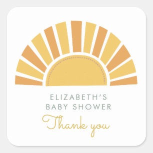 Boho Sun Colorful Baby shower Vierkante Sticker