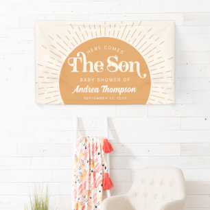 Boho Sun Hier komt het Son Baby shower Spandoek