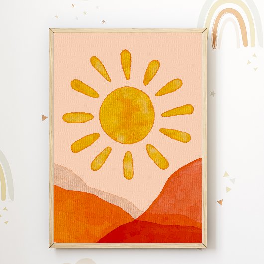 Boho Sun Kinder Room Poster Cute Nursery Print