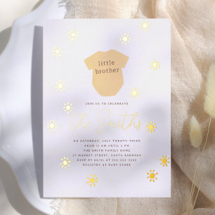 Boho Sun Kleine Broer Glanzende Zonneschijn Baby S Folie Uitnodiging