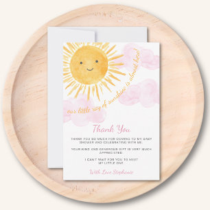 Boho Sun Meisje Baby Shower Bedankkaart