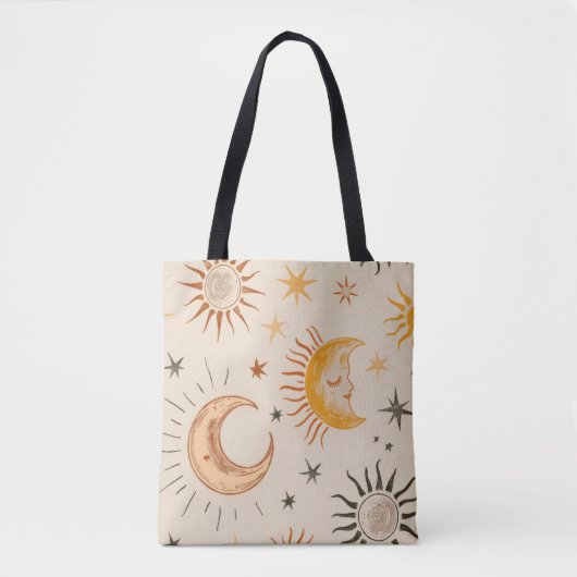 Boho Sun & Moon Canvas tas – Celestial (Voorkant)