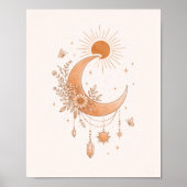 Boho Sun & Moon Minimalist Wall Poster (Devant)