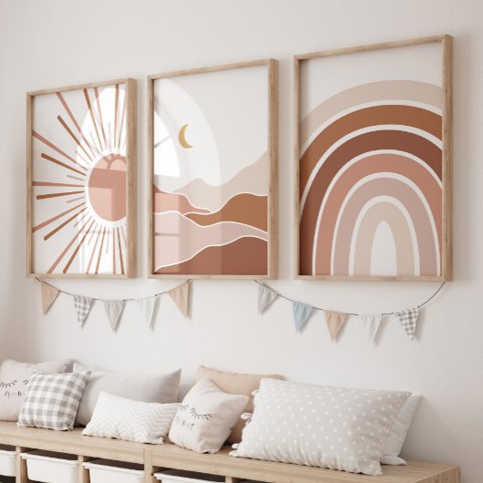 Boho Sun Mountain Rainbow Playroom Décor