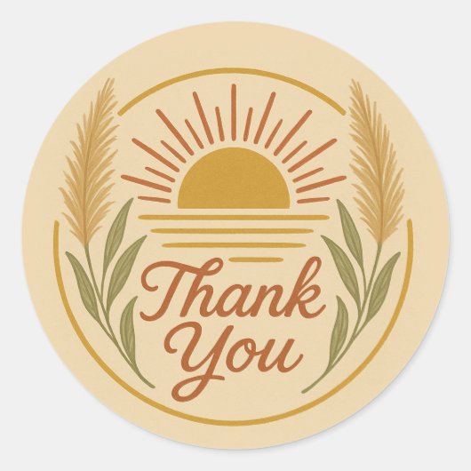 Boho Sun Pampas Gras Bedank Sticker (Voorkant)