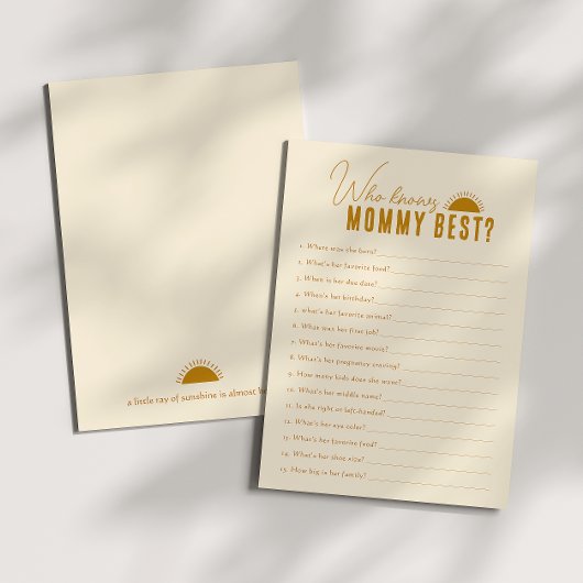 Boho Sun qui connaît maman Baby shower carte de je