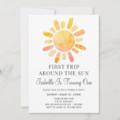 Boho Sun Rays First Birthday Party Invitation Kaart (Voorkant)