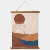Boho Sun regenbooglandschap Terracotta Beige Blue Hangend Wandkleed (Voorkant)