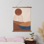 Boho Sun regenbooglandschap Terracotta Beige Blue Hangend Wandkleed (Slaapkamer)