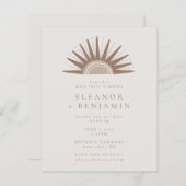 Boho Sun Taupe Unique Budget Wedding Invitation (Voorkant / Achterkant)