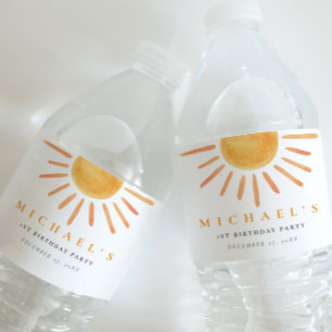 Boho Sun Verjaardag Waterfles Etiket