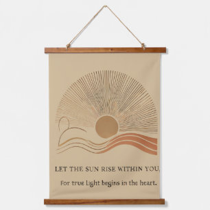 Boho Sun Wall Tapestry – Gouden Zon met Inspira Hangend Wandkleed