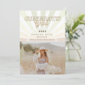 Boho Sunburst Afstudeer Uitnodiging  (Staand voorkant)