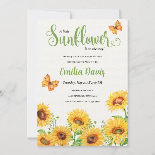 Boho Sunflowe Baby shower Invitation (Devant)