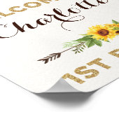 Boho Sunflower 1st Birthday Rustic Summer Welcome Poster (Hoek)