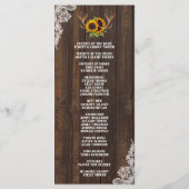 Boho Sunflower Antlers Wood Lace Wedding Program Programma (Achterkant)