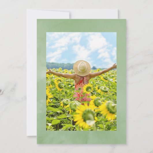 Boho Sunflower Celebration of Life Photo Invitati Kaart (Achterkant)