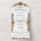 Boho Sunflower Dieetbeperkingen RSVP Wedding All In One Uitnodiging (Binnen)