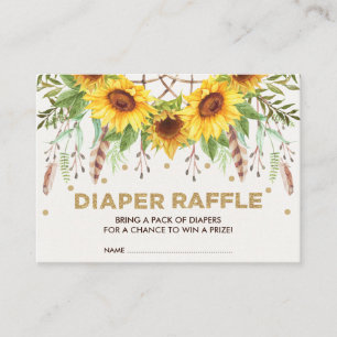 Boho Sunflower Drocatcher Summer Diaper Raffle Informatiekaartje