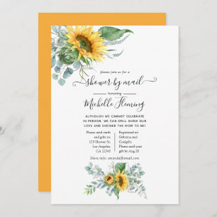 Boho Sunflower Eucalyptus Baby shower per post Kaart