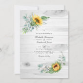 Boho Sunflower Eucalyptus QR Code RSVP Weddenschap Kaart (Voorkant)