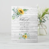 Boho Sunflower Eucalyptus Rustic Country Weddensch Kaart (Staand voorkant)