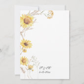 Boho Sunflower Faire-part de mariage botancien (Dos)