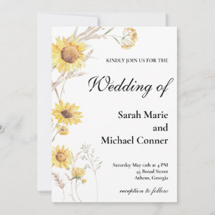Boho Sunflower Faire-part de mariage botancien