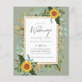 Boho Sunflower Greenery Waterverf Wedding BUDGET (Voorkant)