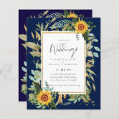 Boho Sunflower Greenery Waterverf Wedding BUDGET (Voorkant / Achterkant)