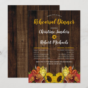 Boho Sunflower   Houtrepetitie: diner Kaart