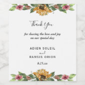 Boho Sunflower Mariage Merci Vin Étiquette (Étiquettes simples)