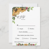 Boho Sunflower Menu Choix de la carte RSVP Mariage (Devant)