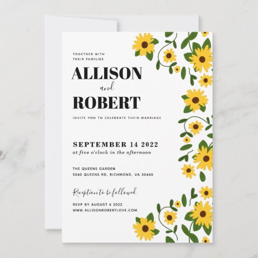 Boho Sunflower Patch Faire-part de mariage (Devant)