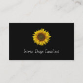 Boho Sunflower QR code Interior Designer Black Visitekaartje (Voorkant)