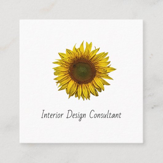 Boho Sunflower QR code Interior Designer  Vierkante Visitekaartje (Voorkant)