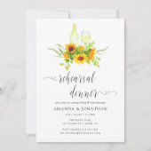 Boho Sunflower Rehearings Dinner Wine Tasting Kaart (Voorkant)