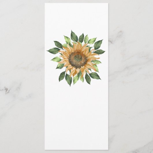 Boho Sunflower Rustic Wildflower Wedding Flat Programma (Achterkant)